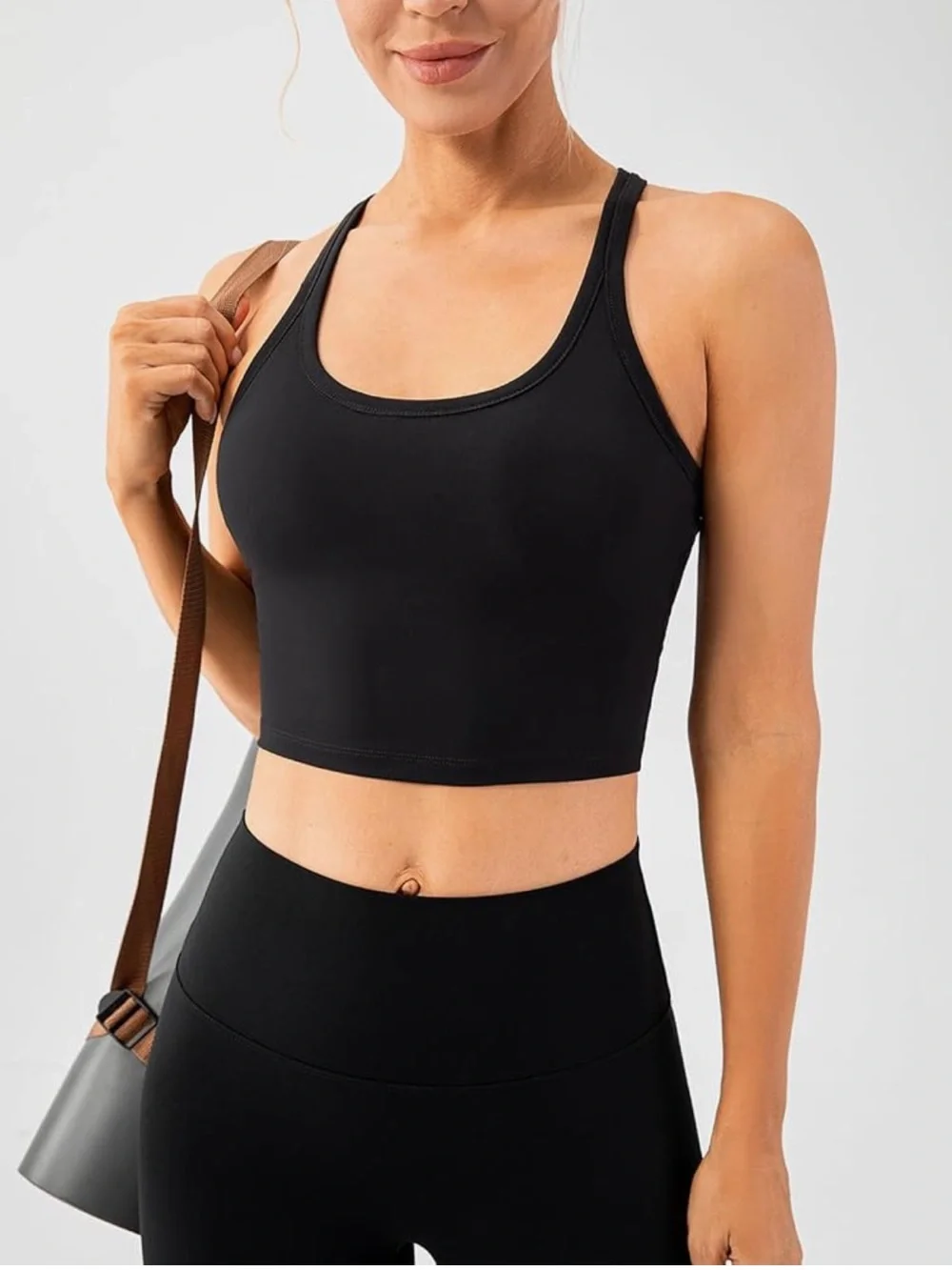 Seamless Black Crop Sports Bra Tank